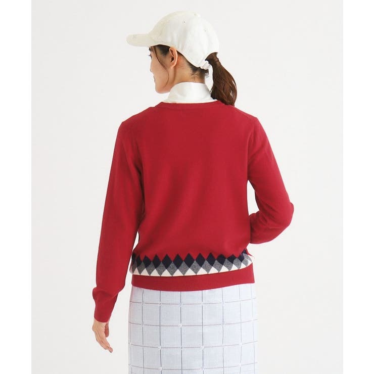 アダバット ロゴデザイン 長袖カシミヤセーター ゴルフウェア ロゴ