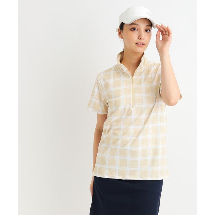 adabat / アダバット UVカット/吸水速乾 フラワーチェックハーフジップ