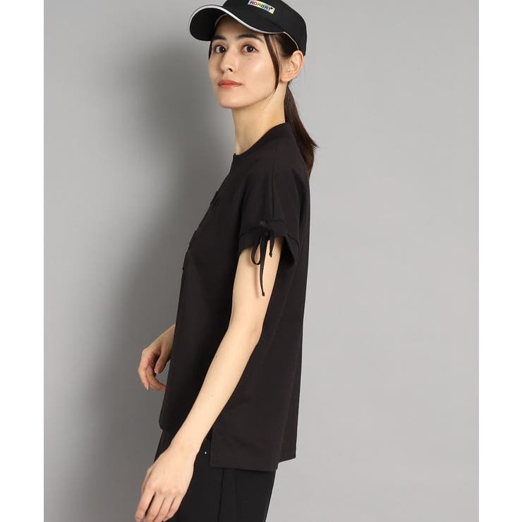 新品タグ付き★adabat ロゴデザイン リボン付き フレンチスリーブTシャツ ロゴデザイン リボン付き フレンチスリーブTシャツ[品番