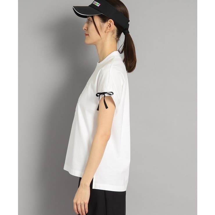 新品タグ付き★adabat ロゴデザイン リボン付き フレンチスリーブTシャツ ロゴデザイン リボン付き フレンチスリーブTシャツ[品番