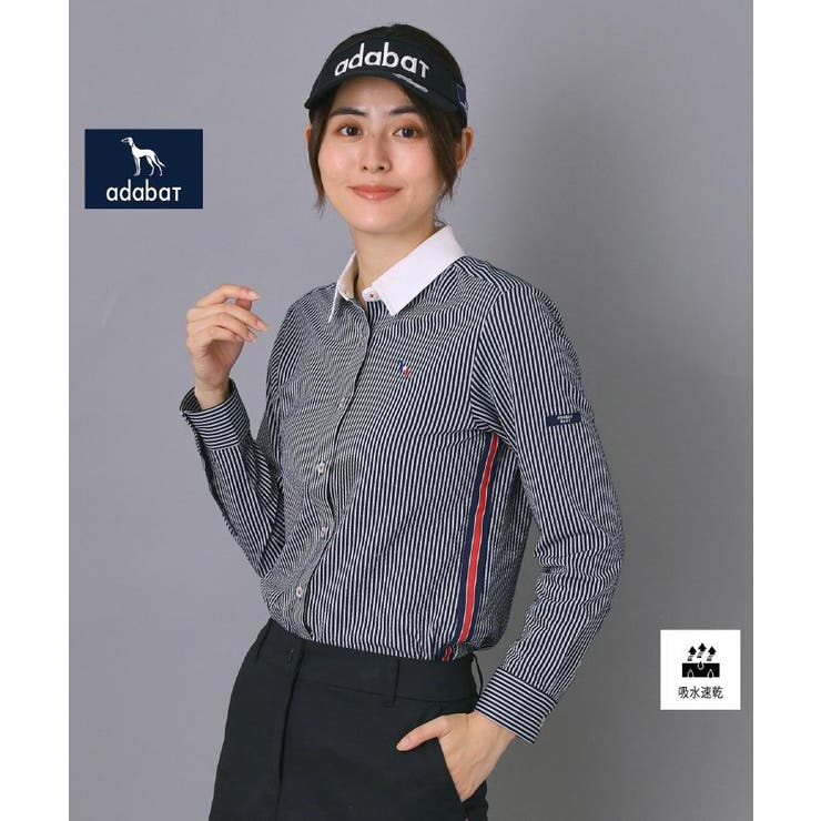 ネイビー(394) | 【吸水速乾】サッカー長袖シャツ | adabat