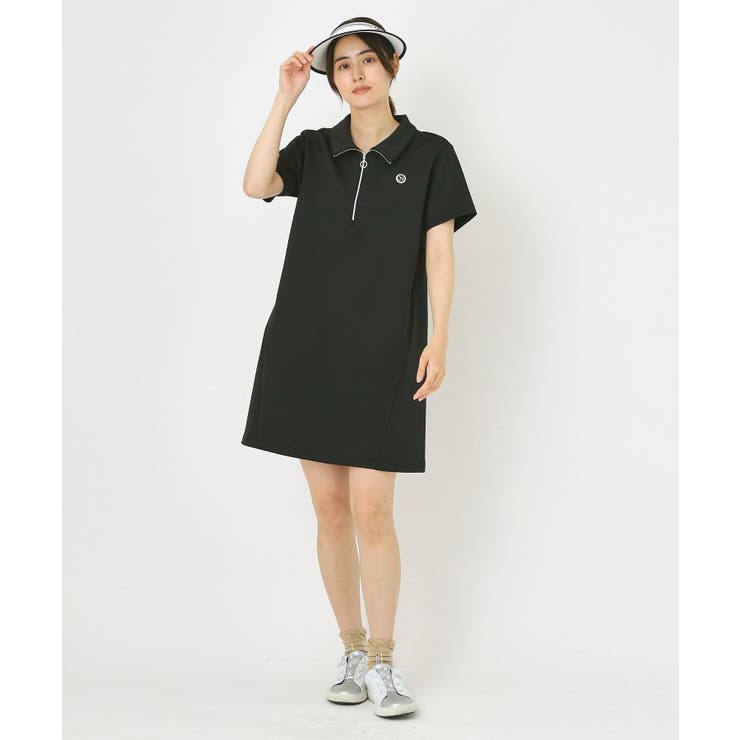 新品　ADABAT アダバット ワンピース M UVカット／接触冷感 クールタッチジップアップワンピース