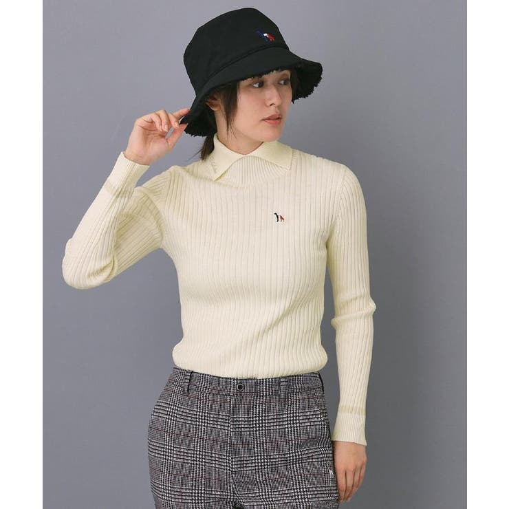 【ADABAT NAVY】ワイドリブスプリットカラーニット | adabat | 詳細画像1 