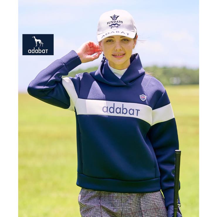 ネイビー(094) | 【ADABAT NAVY】ブロッキングラインロゴフーディー | adabat