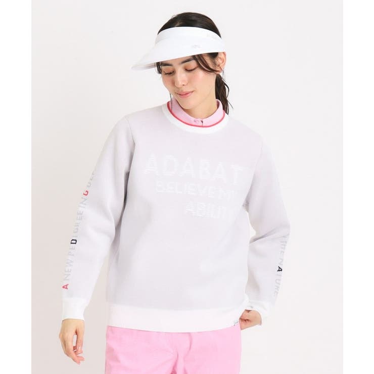 ホワイト(002) | ウォッシャブル ロゴジャカードニット | adabat