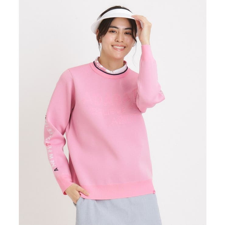 ピンク(072) | ウォッシャブル ロゴジャカードニット | adabat