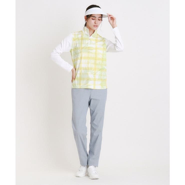 UVカット/吸水速乾 フラワーチェックハーフジッププルオーバー | adabat | 詳細画像1 