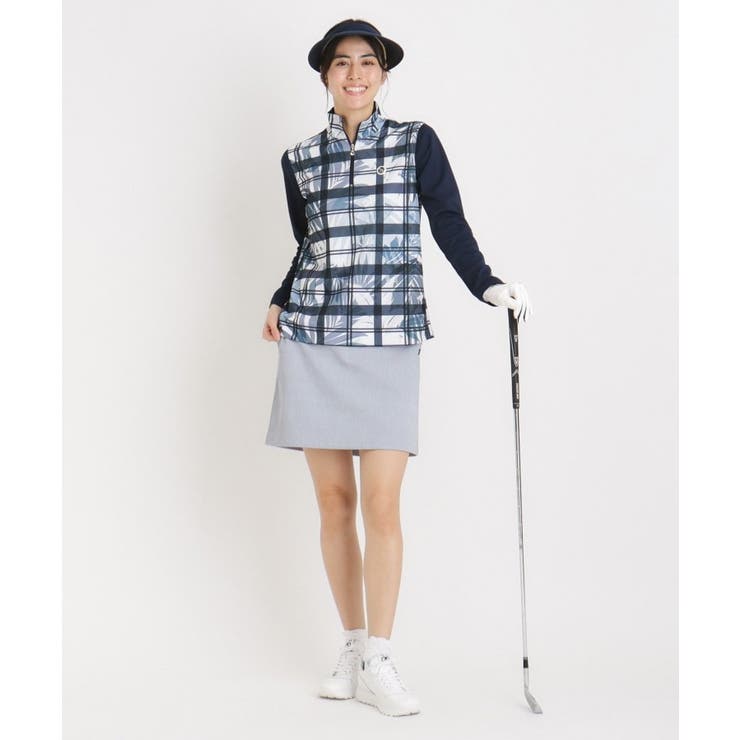 UVカット/吸水速乾 フラワーチェックハーフジッププルオーバー | adabat | 詳細画像6 