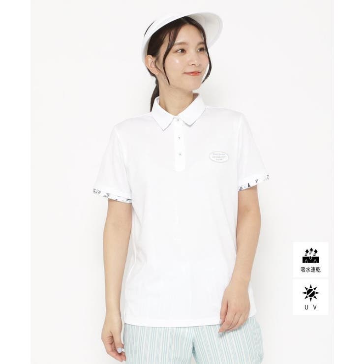 ホワイト(001) | UVカット/吸水速乾 クールコアロゴチェックポロシャツ | adabat