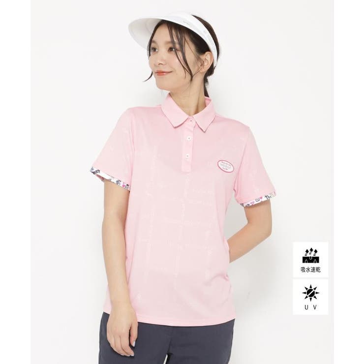 ピンク(071) | UVカット/吸水速乾 クールコアロゴチェックポロシャツ | adabat