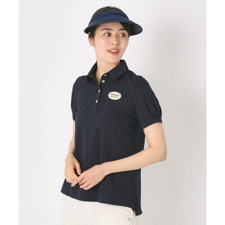 ネイビー(094) | 【吸水速乾】千鳥ジャカードポロシャツ | adabat