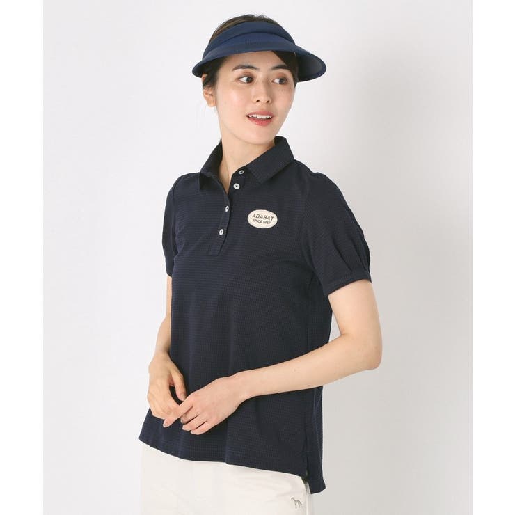 ネイビー(095) | 【吸水速乾】千鳥ジャカードポロシャツ | adabat