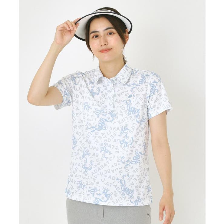 【吸水速乾】リボンロゴプリントポロシャツ | adabat | 詳細画像1 