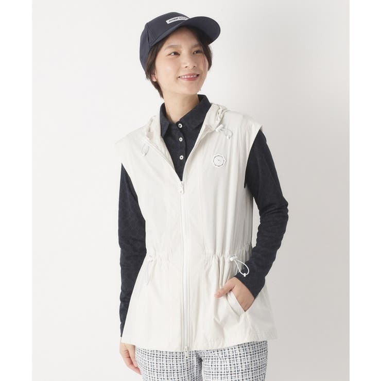 ライトグレー(010) | 【撥水】ジップフーディーロングベスト | adabat