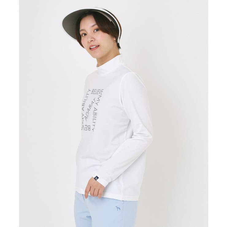 ホワイト(001) | ドットロゴプリントモックネックプルオーバー | adabat