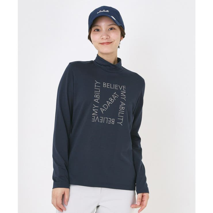 ネイビー(094) | ドットロゴプリントモックネックプルオーバー | adabat