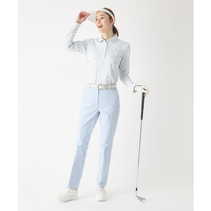 ストライプフラワー長袖ポロシャツ | adabat | 詳細画像7 