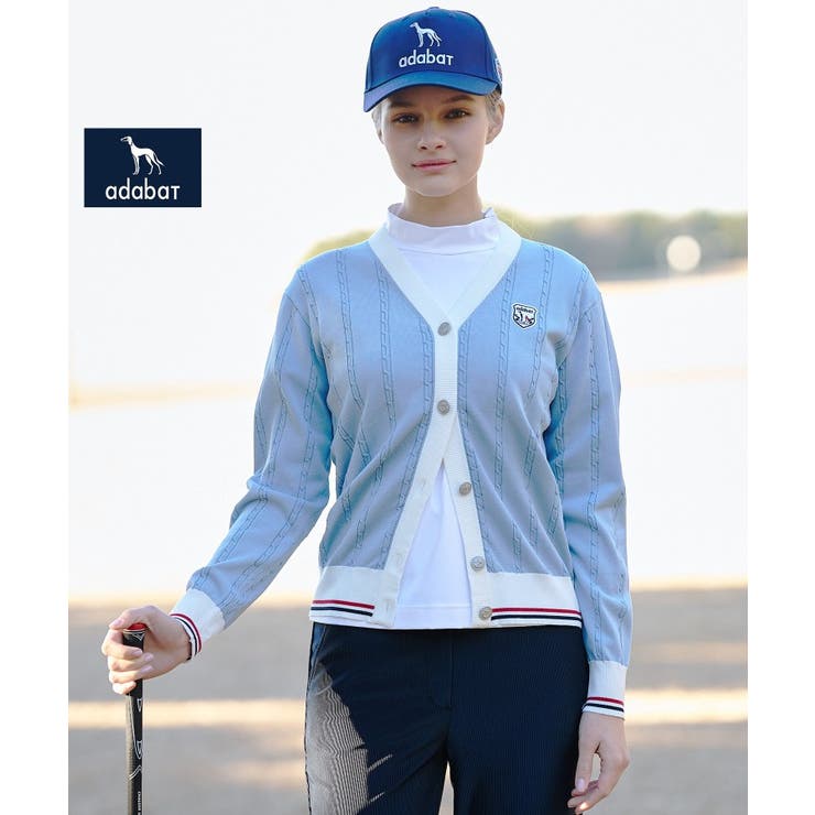 サックスブルー(090) | 【ADABAT NAVY】ケーブルニットUVカーディガン | adabat