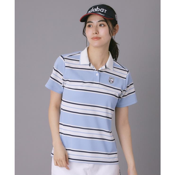 サックスブルー(190) | 【ADABAT NAVY】ランダムボーダー半袖ポロシャツ | adabat