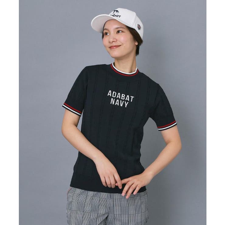 【ADABAT NAVY】ケーブルストライプ半袖モックニット | adabat | 詳細画像12 