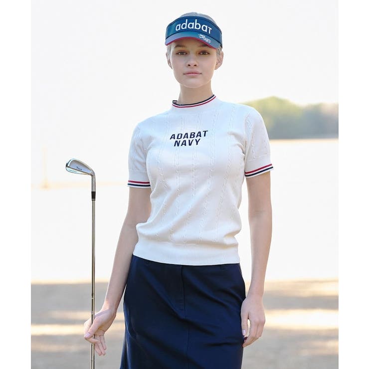 【ADABAT NAVY】ケーブルストライプ半袖モックニット | adabat | 詳細画像13 