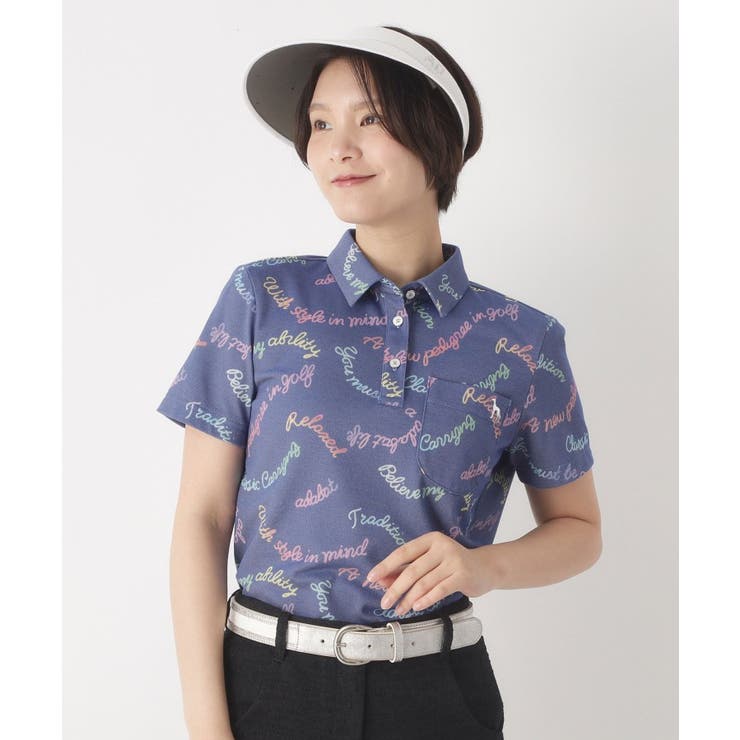 ネイビー(194) | シャンブレープリント半袖ポロシャツ | adabat