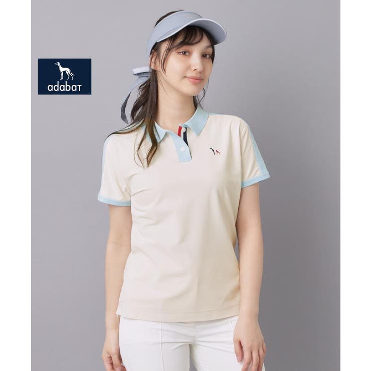 ライトベージュ(051) | 【ADABAT NAVY】ニット切替ポロシャツ | adabat