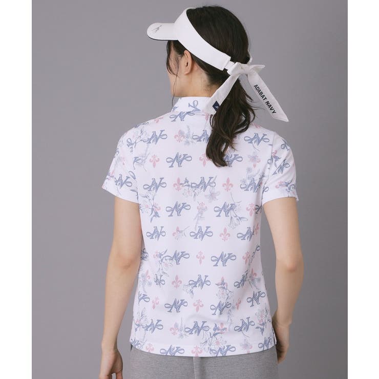 【ADABAT NAVY】ロゴモノグラムプリント半袖ポロシャツ | adabat | 詳細画像2 