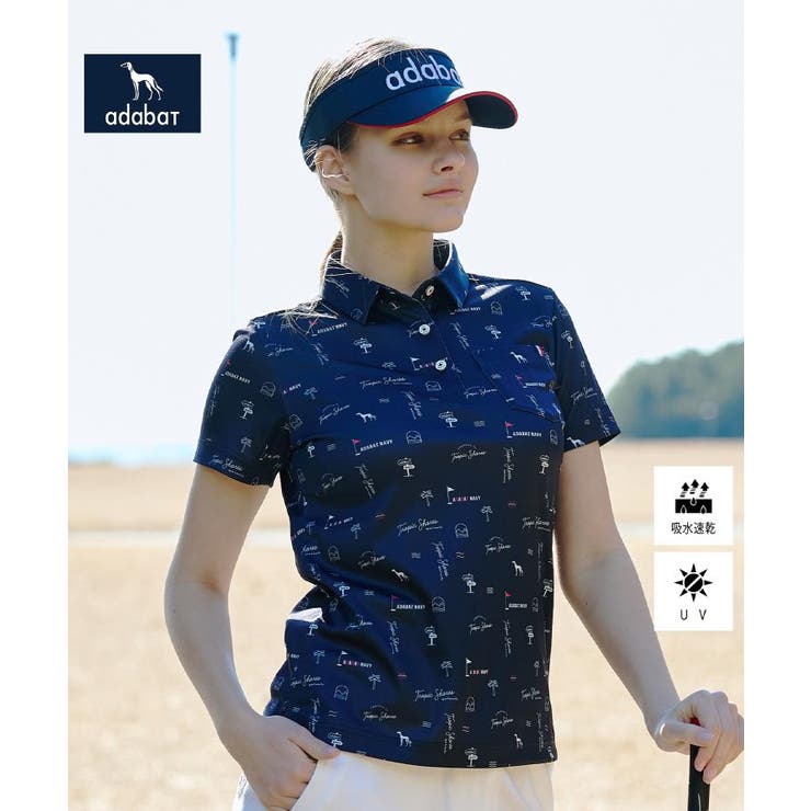 ネイビー(194) | 【ADABAT NAVY】ロゴサマープリント半袖ポロシャツ | adabat