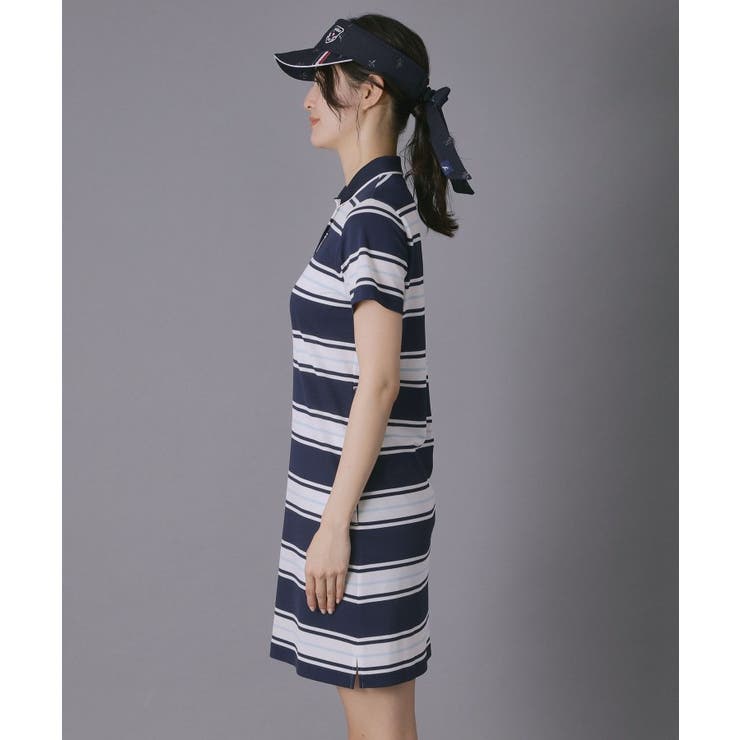 【ADABAT NAVY】UVカット ランダムボーダーポロえりワンピース | adabat | 詳細画像8 