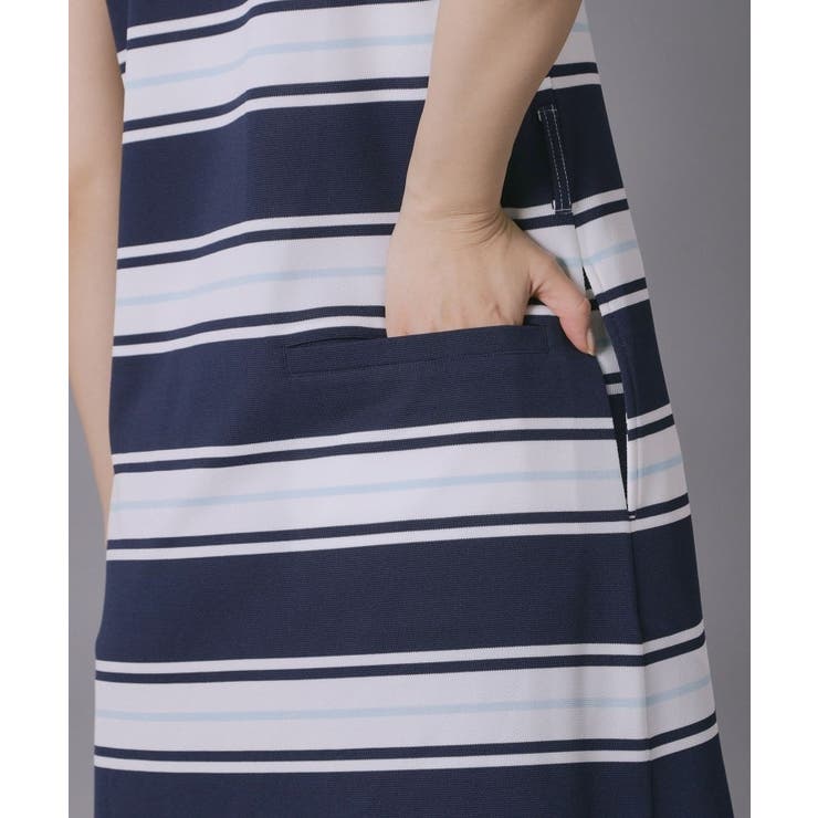 【ADABAT NAVY】UVカット ランダムボーダーポロえりワンピース | adabat | 詳細画像13 