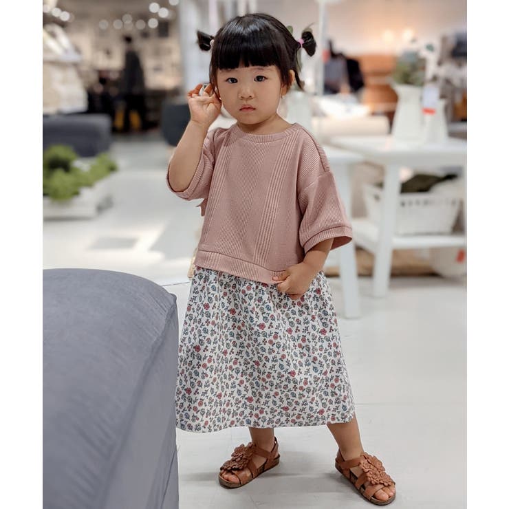 90 130cm ワッフルドッキング花柄ワンピース 品番 Wrdw Shoo La Rue シューラルー のキッズ ファッション通販 Shoplist ショップリスト