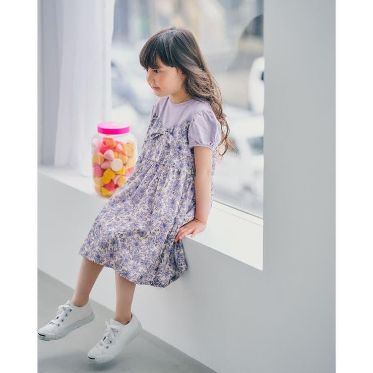 90 150cm フラワービスチェ切替ドッキングワンピース 品番 Wrdw Shoo La Rue シューラルー のキッズファッション通販 Shoplist ショップリスト