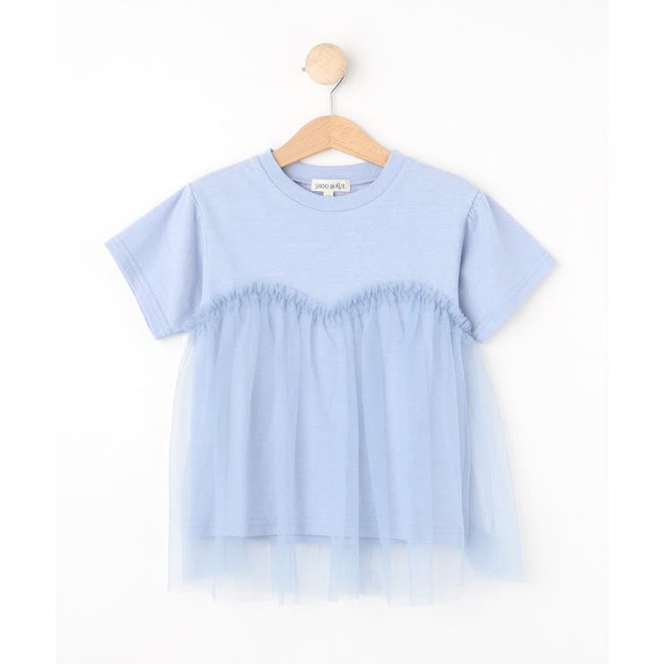 ブルー(091) | 【110-140cm】チュールドッキング半袖Tシャツ | SHOO・LA・RUE