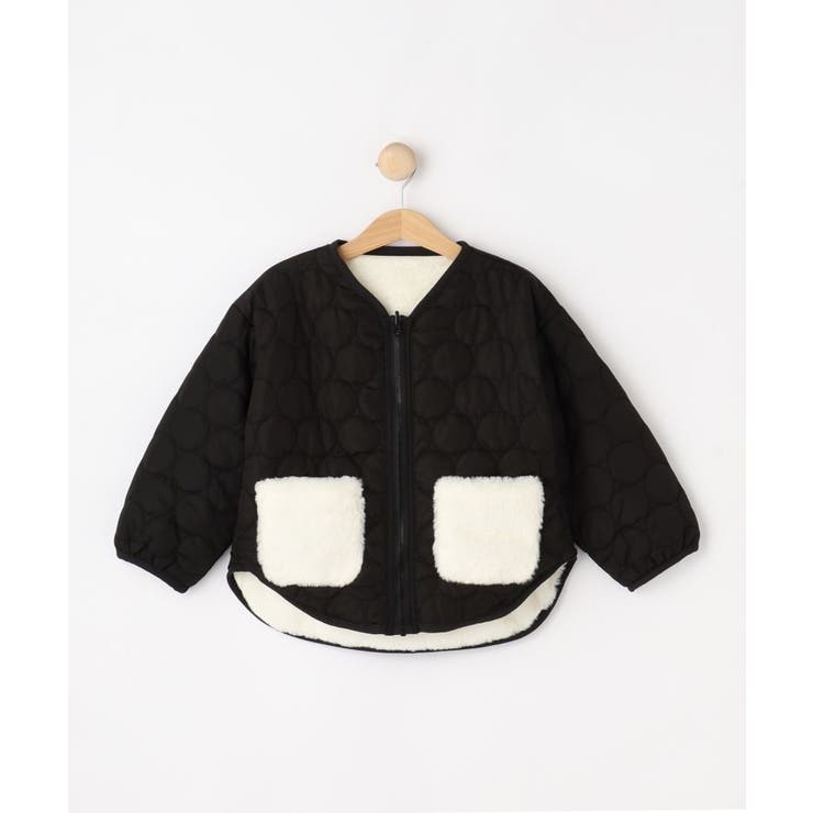 ブラック(019) | 【100-150cm/撥水】キルト×ファーリバーシブルブルゾン | SHOO・LA・RUE