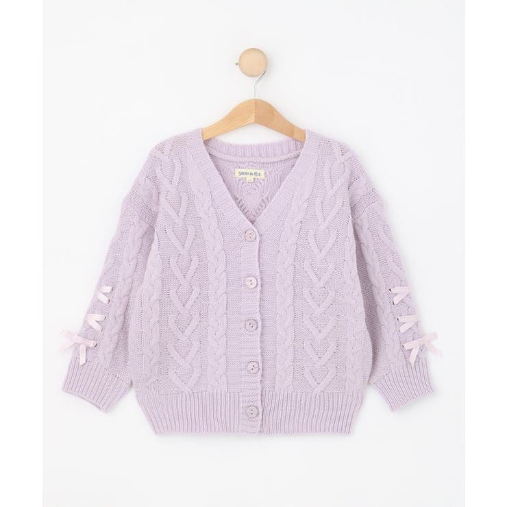 【100-150cm】袖レースアップニットカーディガン | SHOO・LA・RUE | 詳細画像1 