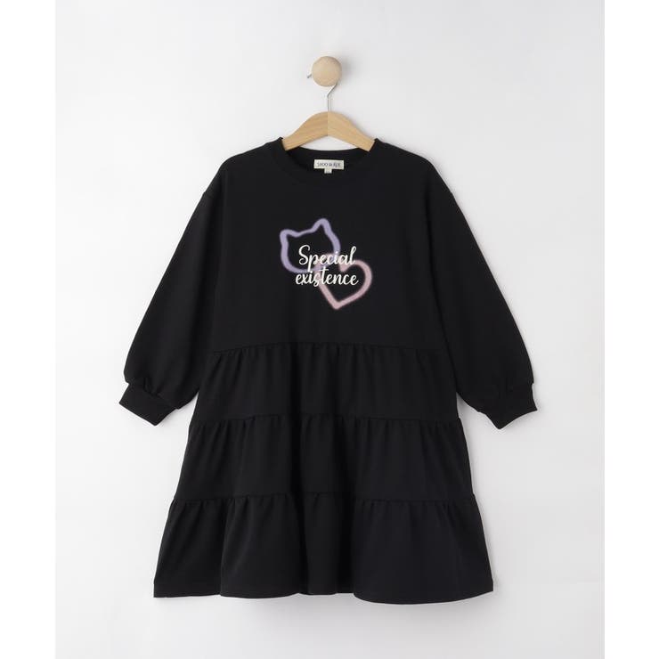 ブラック(019) | 【100-150cm】ミニ裏毛ティアードワンピース | SHOO・LA・RUE