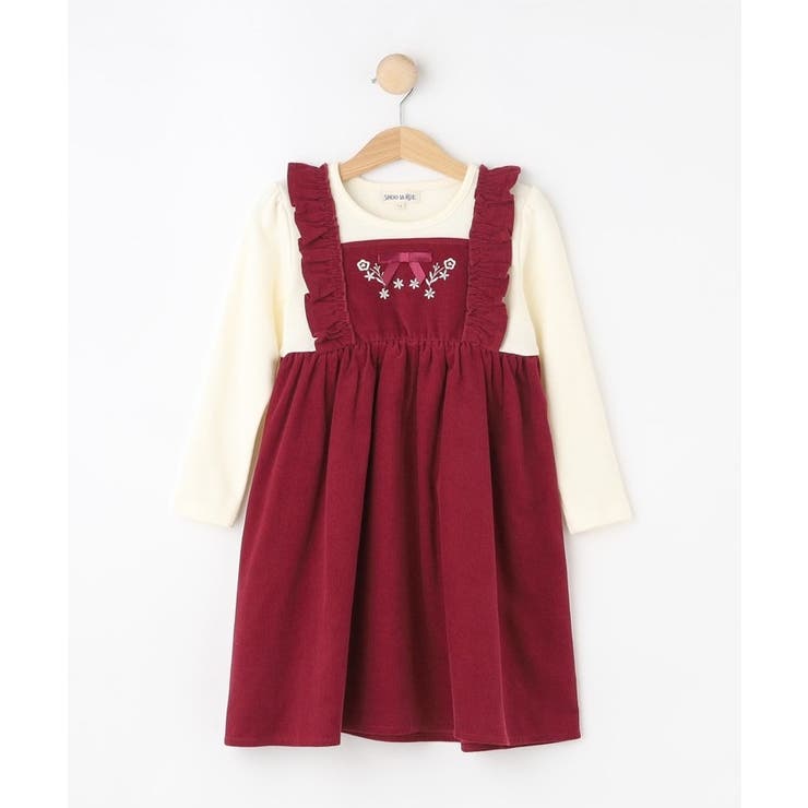 ボルドー(064) | 【100-120cm】コーデュロイドッキングワンピース | SHOO・LA・RUE