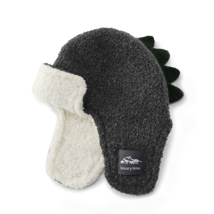 チャコールグレー(013) | 恐竜なりきり耳あて付きニット帽子 | SHOO・LA・RUE