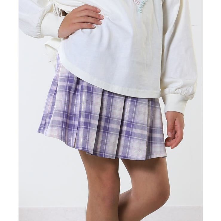 ラベンダー(380) | 【110-140cm】チャーム付きチェックプリーツスカパン | SHOO・LA・RUE