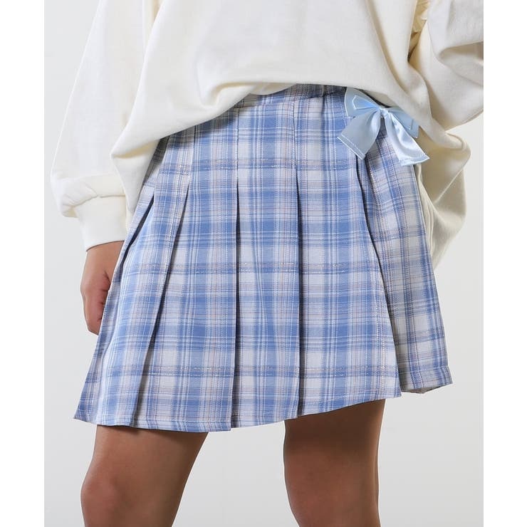 サックスブルー(390) | 【110-140cm】チャーム付きチェックプリーツスカパン | SHOO・LA・RUE