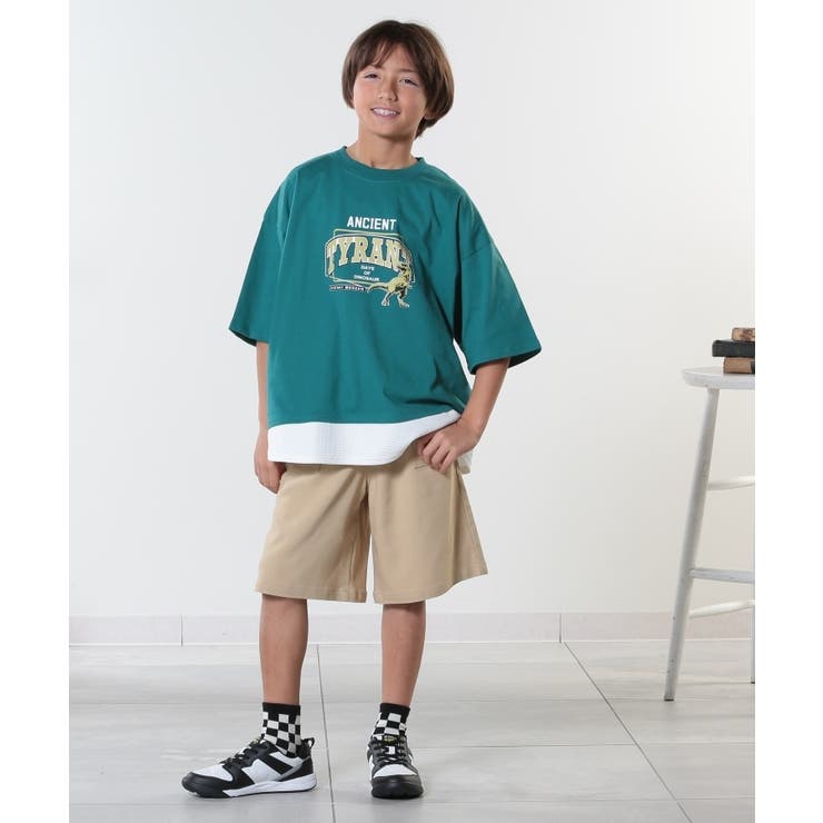【100-150cm】アソートプリント裾レイヤード五分袖Tシャツ | SHOO・LA・RUE | 詳細画像13 