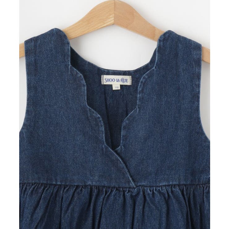 【洗える/100-150cm】スカラップ使いがキュートな デニムジャンドレ | SHOO・LA・RUE | 詳細画像3 