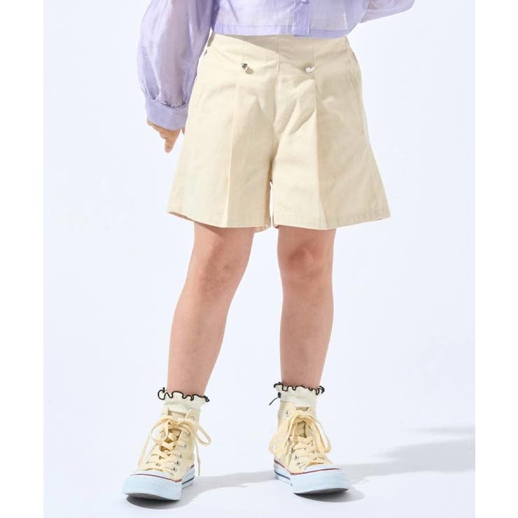 アイボリー(004) | 【130-150cm】ハートモチーフに心ときめく ハイウエストショートパンツ | SHOO・LA・RUE