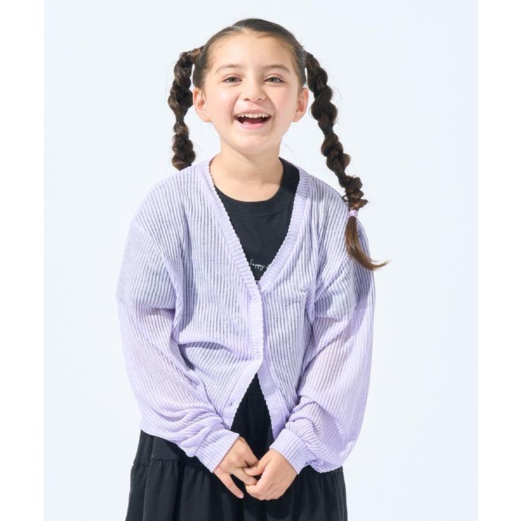 ラベンダー(080) | シアーリブ編みニットソーカーディガン | SHOO・LA・RUE