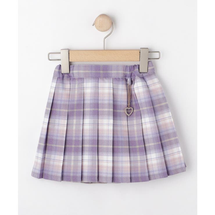 【100-150cm】ハートチャーム付きチェックプリーツスカート | SHOO・LA・RUE | 詳細画像1
