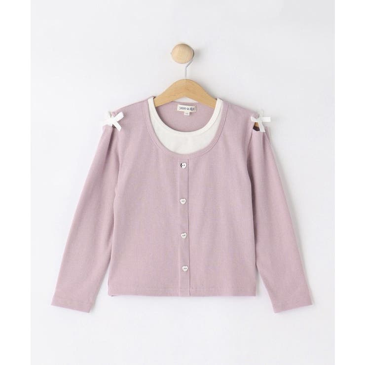ピンク(071) | 【110-140cm】重ね着風ハートボタンロンT | SHOO・LA・RUE