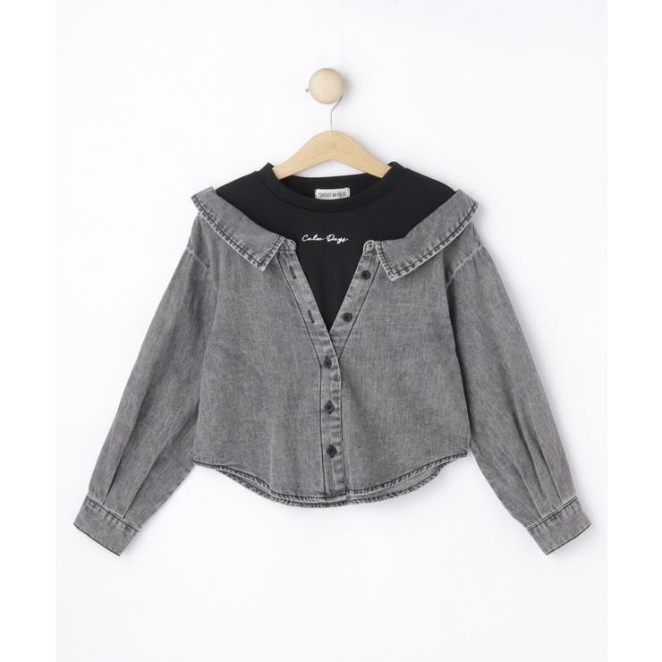 グレー(612) | 【120-150㎝】デニムドッキングトップス | SHOO・LA・RUE