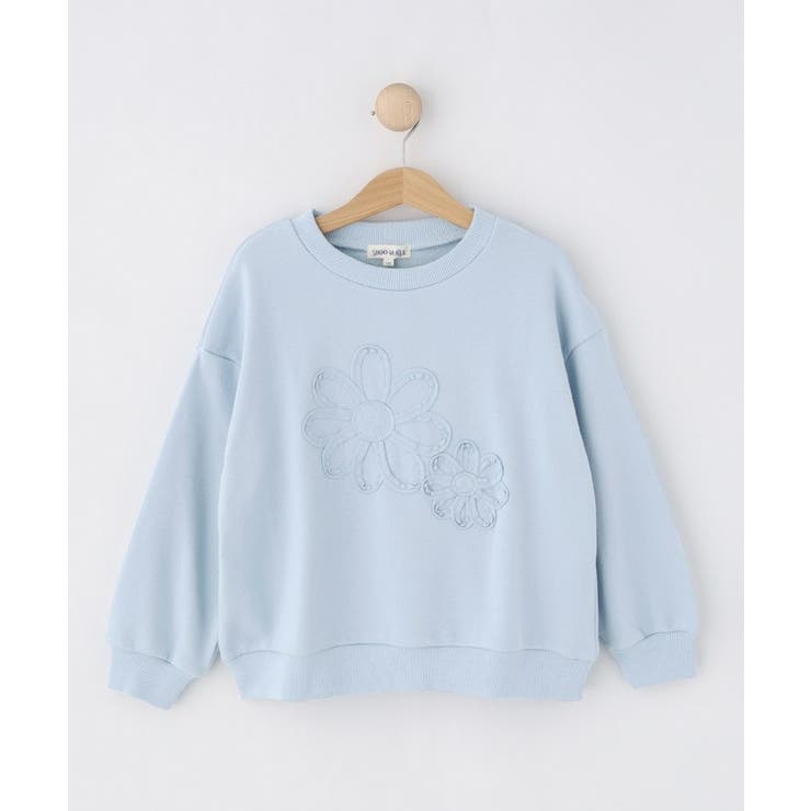 サックスブルー(090) | 【100-150cm】フラワー刺繍スウェット | SHOO・LA・RUE