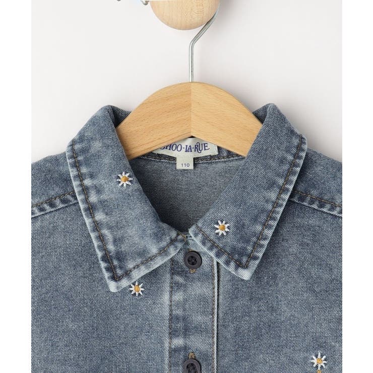 【100-150cm】フラワー刺繍デニムシャツ | SHOO・LA・RUE | 詳細画像3 